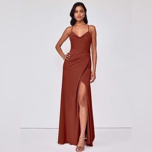 Azazie bridesmaid dress. Terracotta. Size A6